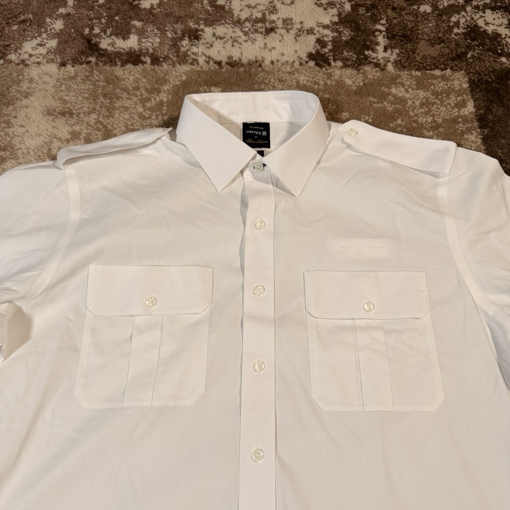 Brooks Brothers United Airlines Shirt Mens 17 36/37 White Long Sleeve Pilot NEW - Picture 2 of 12
